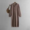 thumbnail image 2 of GigrtiJin Women's Casual Fall Sweater Dress Long Sleeve Crewneck Button up Dresses Solid Color Knit Maxi Dress, 2 of 3