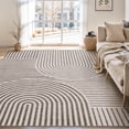 thumbnail image 1 of Area Rug 5x7 Machine Washable Rugs for Living Room Non Slip Soft Carpet Geometric Jacquard Textured Carpet for Bedroom Dining Nursery Office Living Room Rug-Khaki, 1 of 8
