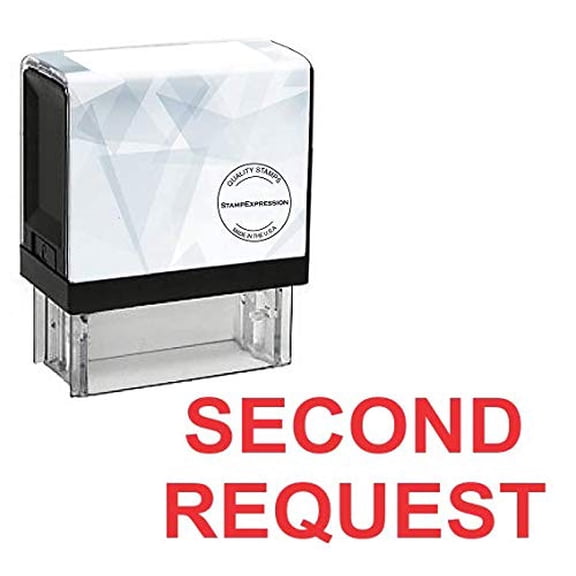 StampExpression - Second Request Two Lines Office Self Inking Rubber Stamp - Red Ink (A-5397)