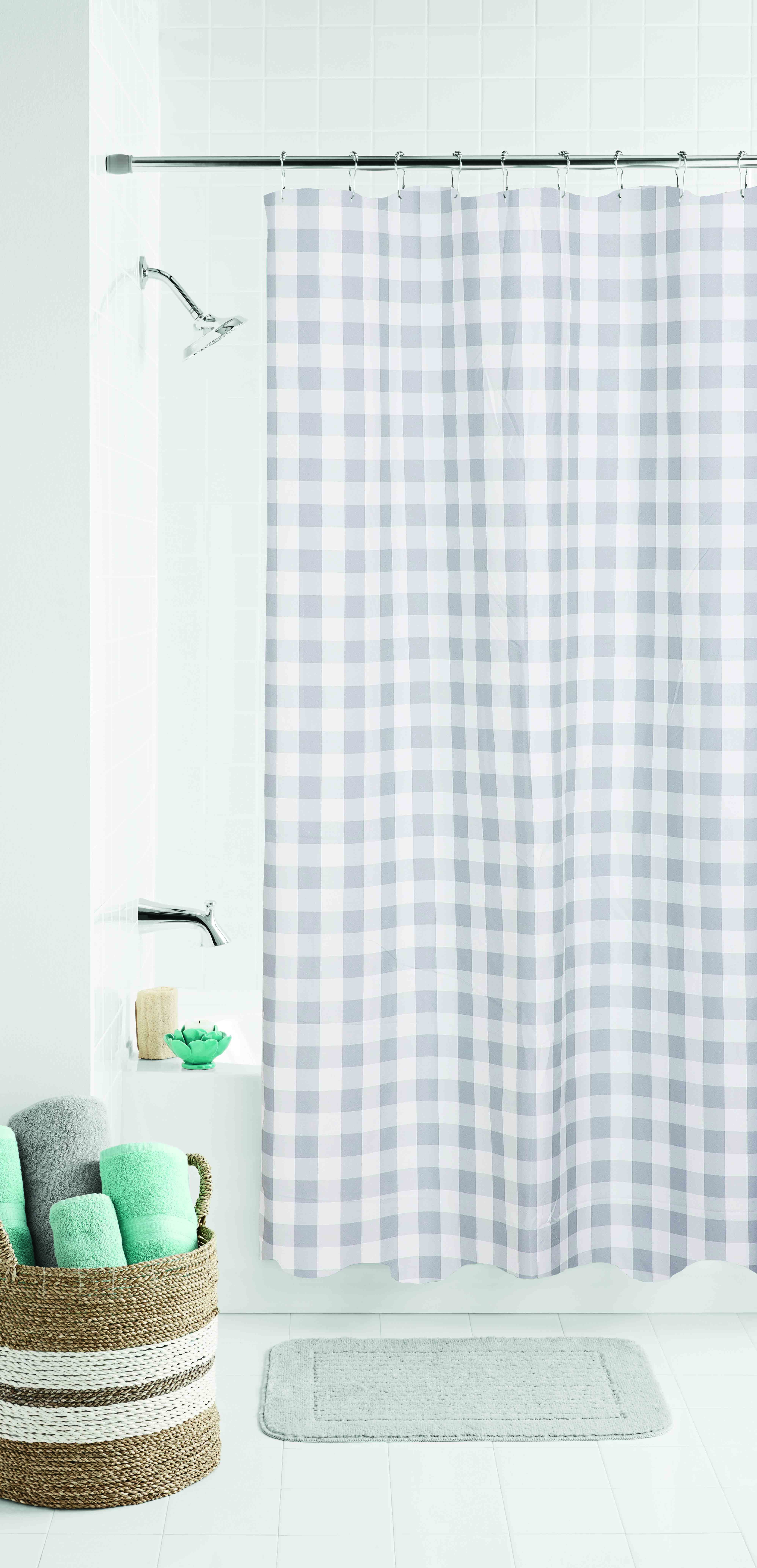Mainstays Classic Gingham Fabric Shower Curtain