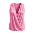thumbnail image 4 of aohooy V Neck Wrap Tank Tops for Women Summer Sleeveless Ruched Front Cotton Linen Camisole Elegant Casual Loose Tank Top Blouses Pink,XXL, 4 of 7