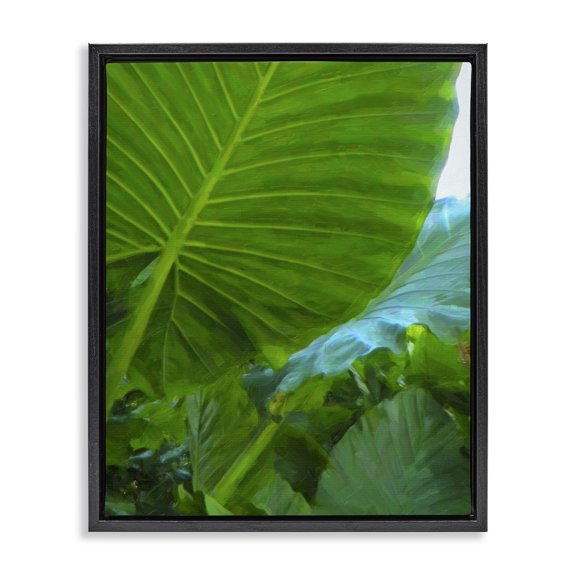 Stupell Industries Contemporary Green Palm Leaf Black Floating Frame Canvas Art, 25 x 31, by Graffitee Studios