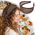 thumbnail image 2 of Women's Wide Mesh Headband, Non Sweat Absorbent Sports Headwrap, Breathable Workout Head Band for Running, Yoga, Tennis, Fitness & Daily Wear, Dark Brown, 2 of 6
