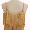 thumbnail image 4 of IDOPIP Kids Girls 1920s Flapper Dress Tassels Sequins Fringe Latin Dance Dress 1920s Gatsby Halloween Party Ballroom Dance Costumes 10-11 Years Gold, 4 of 7