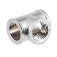 thumbnail image 1 of G1/4 Thread 3 Way T Shape Fitting Splitter Adapter,  Plated Brass, , , ID12.9mm, OD17mm, Silver Color, Application PC Water Cooling System, 1 of 7
