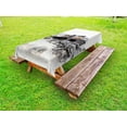 thumbnail image 1 of Western Outdoor Tablecloth, Old Wooden Wagons from 20's in Ghost Town Antique Wyoming Wheels Artwork Print, Decorative Washable Fabric Picnic Table Cloth, 58 X 84 Inches,Brown White, by Ambesonne, 1 of 2