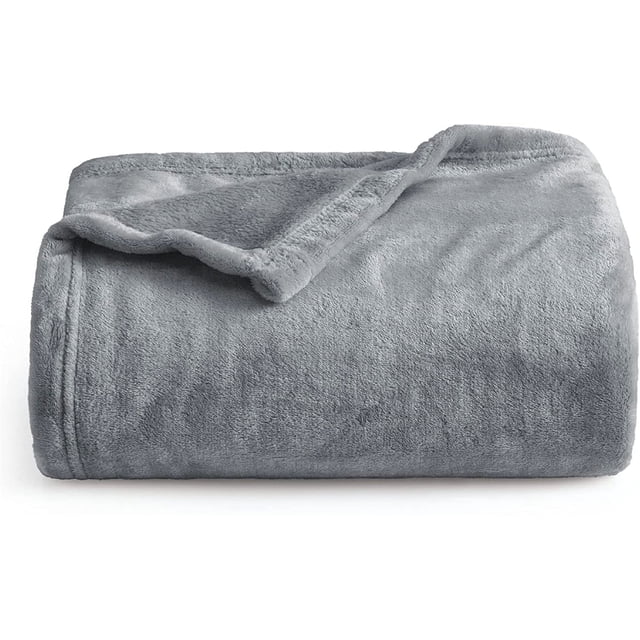 Manta de forro polar, color gris claro, manta de microfibra de felpa, manta de cama de microfibra suave y acogedora Adepaton MZQ-1144-3