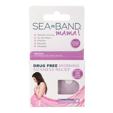 2 Pk Sea-Band Mama Drug Free Morning Sickness Relief Wristband 1 Pair W Case