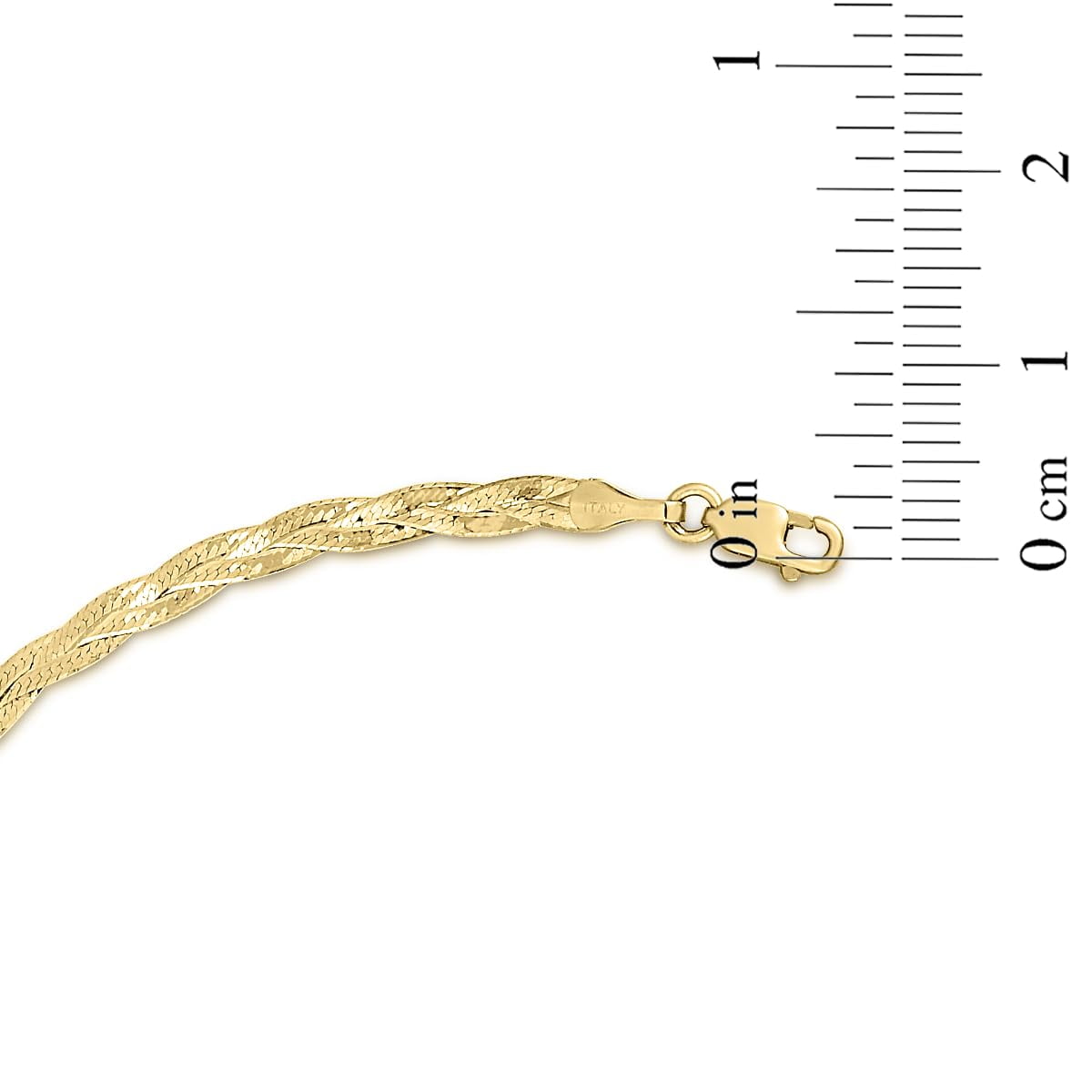 Floreo 14k Yellow Gold 3.2mm Solid Braided Herringbone Necklace