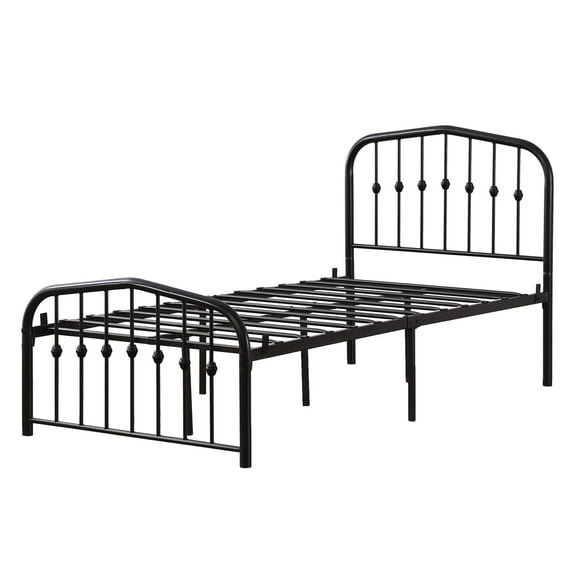 SalonMore Twin Size Bed Frame Metal Platform Mattress Foundation/Box Spring Replacement，with Headboard & Footboard/Easy Assemble,Black