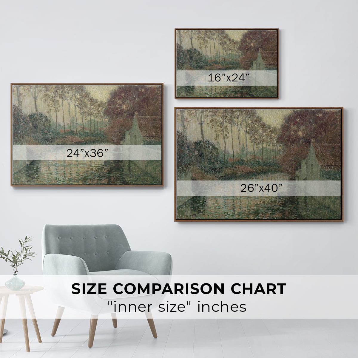 Vintage Landscape-CCCXXV By Wexford Home Framed in Walnut Wood Gallery Wrapped Canvas 25 in. x 37 in.