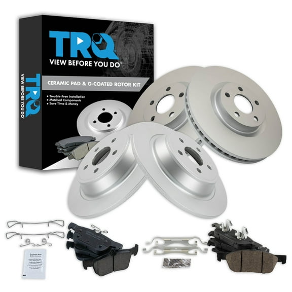 TRQ Front and Rear Brake Pad & Rotor Kit Brake Pads Brake Rotor Ceramic Premium G-Coated Fits Select 2015-2020 Ford Edge