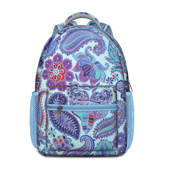 Chic Paisley Pattern School Backpack - Waterproof & Lightweight Bookbag with Padded Back Panel