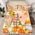 thumbnail image 2 of jejeloiu Cartoon Gnome Queen Sheet Sets,Happy Fall Yall Flat Sheet,Orange Pumpkin Maples Queen Fitted Sheet For Girls Boys Kids,Luxury Bedroom Decor,4 Pieces, 2 of 7
