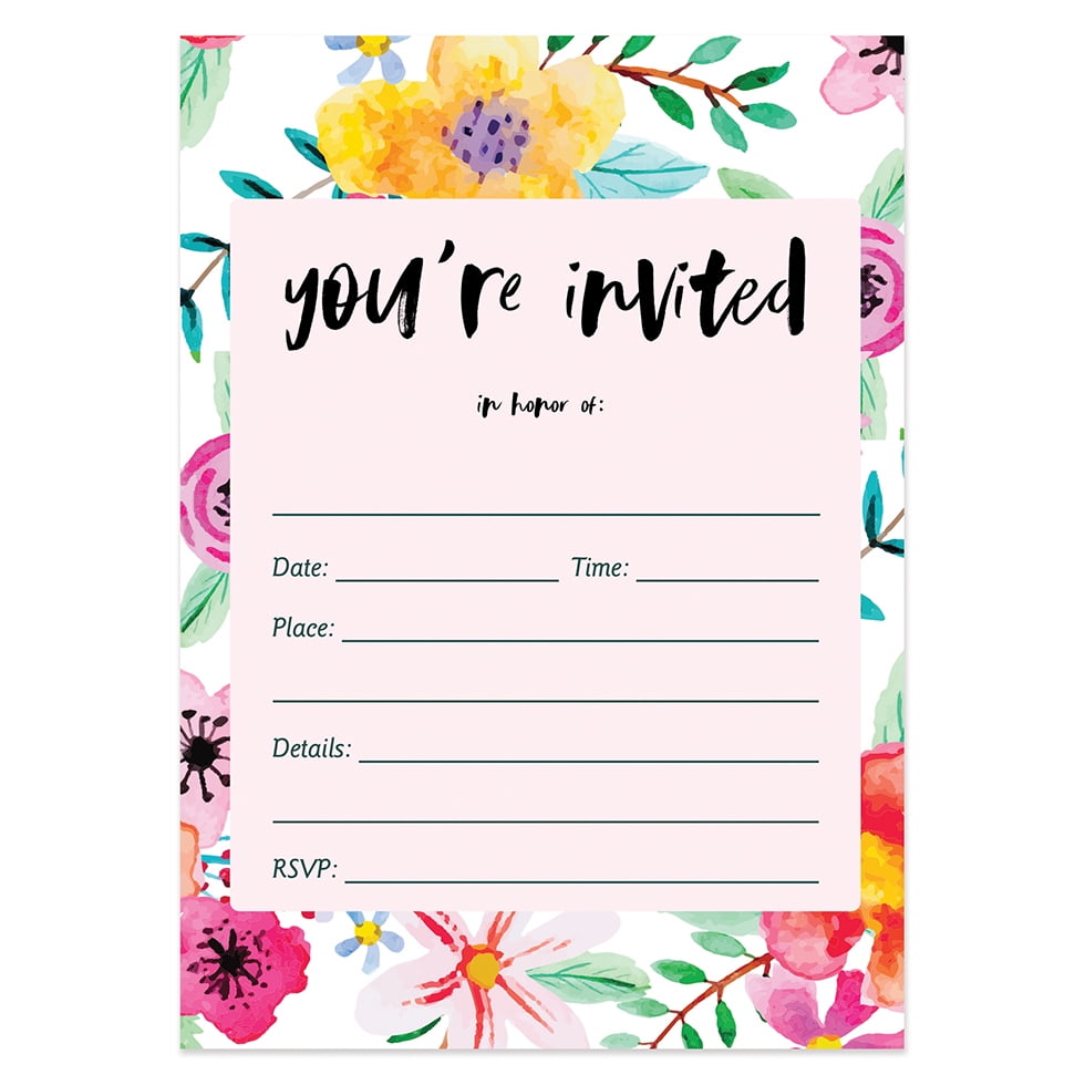 25 Fill In Invitations With Envelopes Pack Of Tropical 25 Fill In Invitations With Envelopes