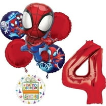 Spidey and Friends 4th Birthday Party Supplies 7pc Foil Balloon Bouquet Decorations