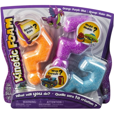 Kinetic Foam, Multi 3pk Purple, Orange, Blue