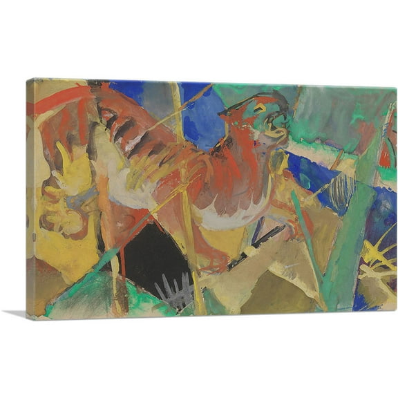 ARTCANVAS Tiger in the Jungle 1913 Canvas Art Print by Franz Marc - Size: 26" x 18" (0.75" Deep)