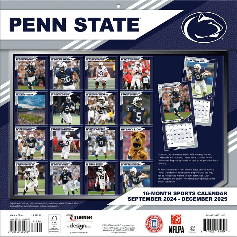 2025 12X12 TEAM WALL CALENDAR, PENN STATE NITTANY LIONS - Walmart.com 2025-12x12-team-wall-calendar-penn-state-nittany-lions-walmart-com
