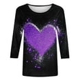 thumbnail image 5 of Qulqfy Plus Size Tops for Women Cute Valentines Day 3/4 Length Sleeve Shirts Tunic Fall Hearts Crew Neck Spring Tops Blouses for Women 5XL, 5 of 5