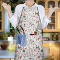 thumbnail image 5 of White Christmas Deer and Gift Pattern Apron-Garden Aprons for Women with Pockets-Cotton Linen Waterproof Kitchen Cooking Gardening Aprons Adjustable for Kitchen,Cooking,BBQ and Salon 33"x27", 5 of 7