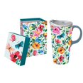 thumbnail image 1 of Evergreen Beautiful Painted Florals Ceramic Travel Cup - 5 x 7 x 4 Inches, 1 of 2