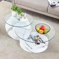 thumbnail image 2 of Modern Minimalist Tempered Glass Coffee Table,Transparent-White, 2 of 22