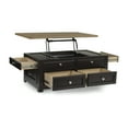 thumbnail image 2 of Signature Design by Ashley Drazmine Two-Tone Lift Top Coffee Table with Storage Drawers & Casters, Brown, 2 of 9