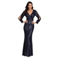 thumbnail image 4 of Vestido de noche de cola de pez europeo y americano, vestido de lentejuelas, multicolor, talla grande, manga larga, escote en V, lentejuelas para mujer, 4 of 6