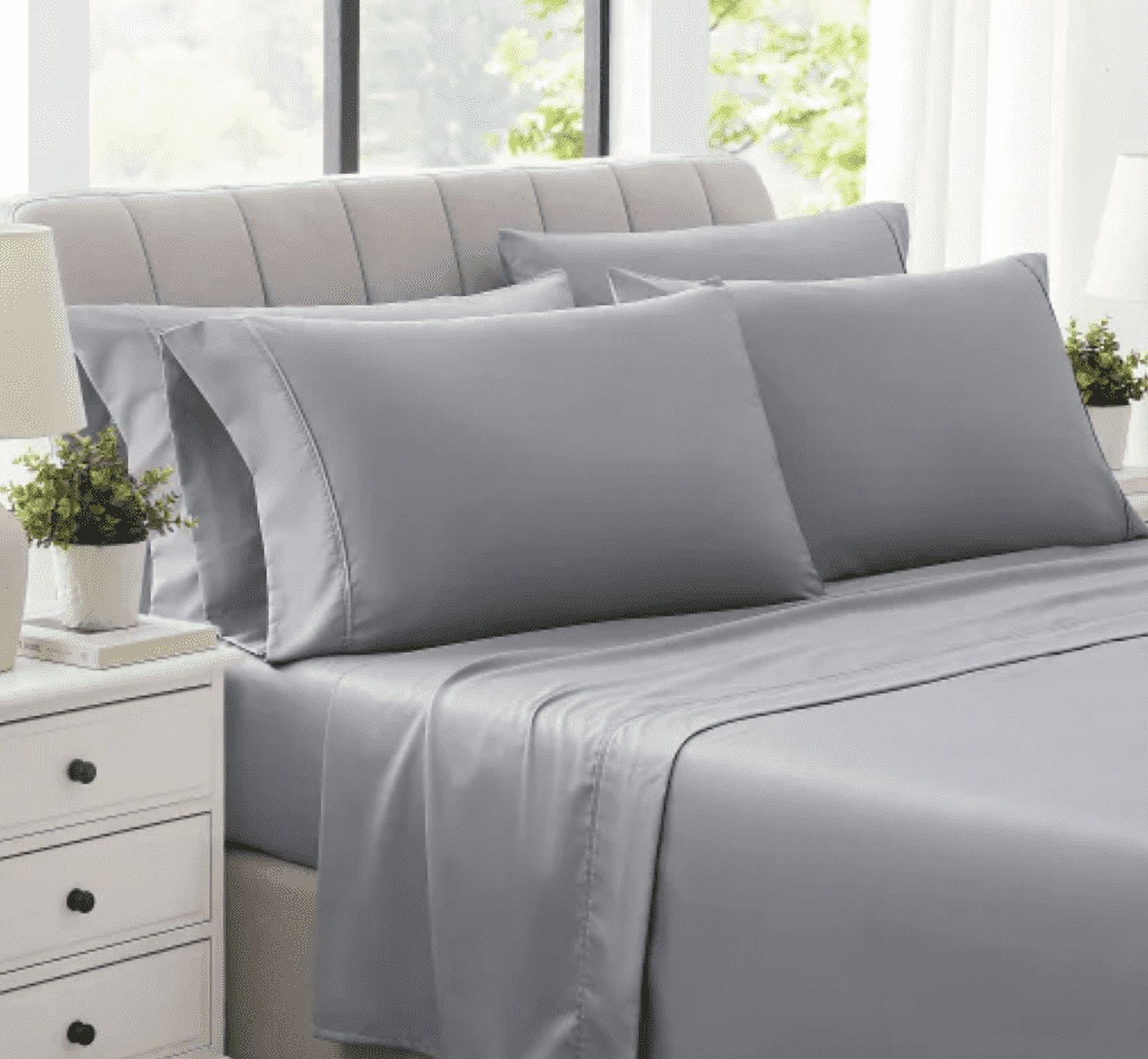 Hotel Signature Sateen Egyptian Cotton 400 Thread Count 6-Piece Sheet Set, Cotton- Gray