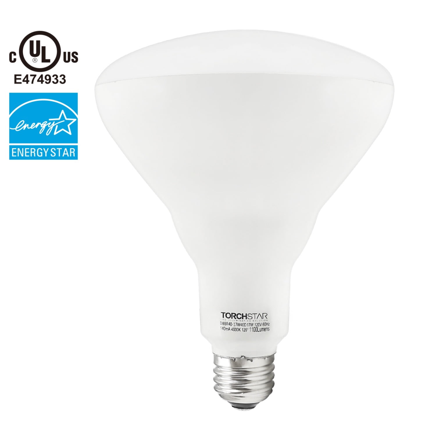 2 Pack 17W (85W Equiv.) Dimmable BR40 LED Bulb, Flood Light Bulb, 1100lm, 4000K Cool White, E26/E27 Base