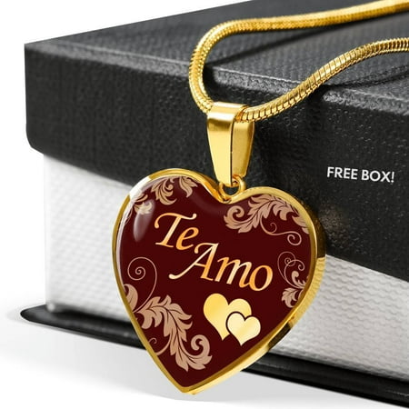 Express Your Love Gifts I Love You Spanish Gift Te Amo Heart Pendant Stainless Steel Or 18k Gold Heart Pendant Necklace 18 22 Walmart Com Walmart Com
