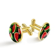 Watermelon Men Cufflinks Set for Formal Attire, Made of Stainless Steel, Ideal for Business Meetings and Weddings