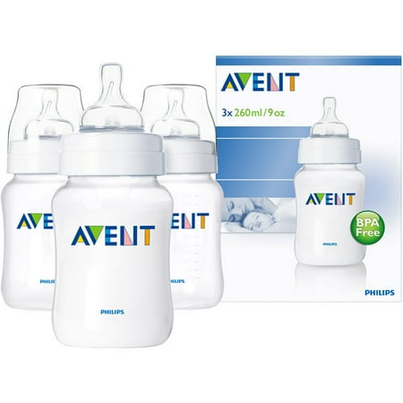 Philips AVENT SCF683/37 BPA Free Classic 9 Ounce Polypropylene Bottles, 3-Pack