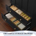 thumbnail image 4 of CBJCBJ 72" Wooden Armoire Wardrobe | Large Capacity Bedroom Clothing Storage Cabinets  With 2 Drawers and 2 Doors + Clothes Hanging Rod |   Bedroom Clothing Armoires Black, 4 of 7