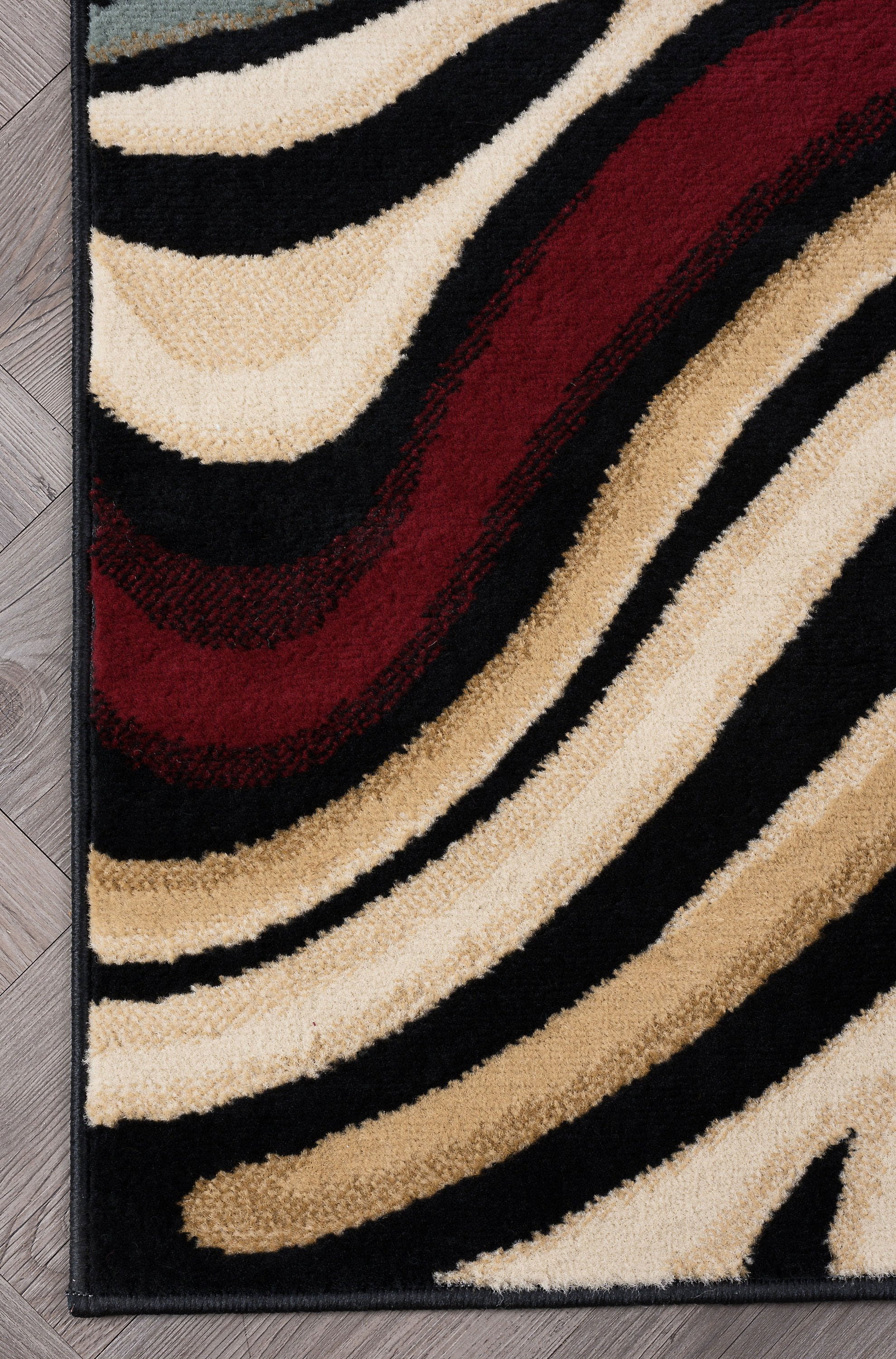 Contemporary 5x7 Area Rug (5' x 7') Abstract Black, Red Living Room Easy to Clean