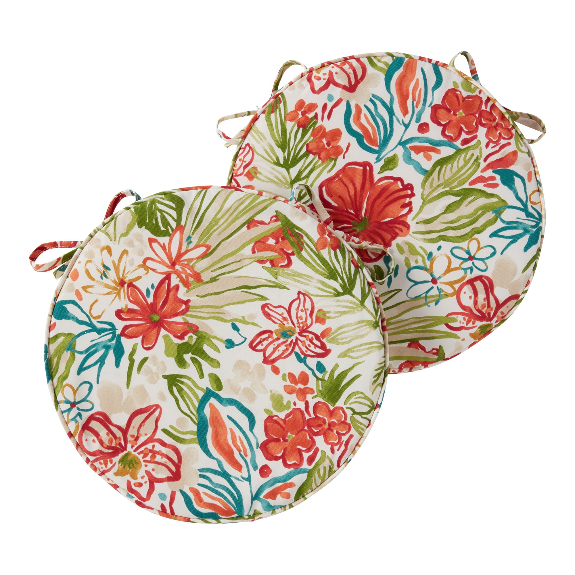 Greendale Home Fashions Outdoor 18'' x 18'' Round Seat Pad, Set of 2, Watermelon Stripe