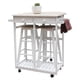thumbnail image 2 of Carro de cocina de madera Zimtown con ruedas giratorias juego de mesa de comedor con hojas abatibles 2 cajones y 2 taburetes blanco, 2 of 6