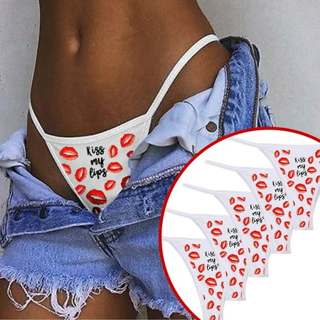 

Summer Clearance! Zpanxa Womens Underwear Funny Printing Sexy Underwear Lingerie Thong Panties Ladies Out Underwear White One Sise