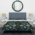 thumbnail image 3 of Designart "Artistic Teal and Gold Geometric Opulence I" Damask Bedding Covert Set - Bohemian & Eclectic Bed Set With 1 Sham, 3 of 5