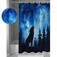thumbnail image 4 of Forest Shower Curtain, 48" x 72", Wolf Stars Silhouette Night Blue Sky Waterproof Bathroom Curtain Washable Shower Curtain Set with 12 Hooks, 4 of 6