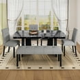 thumbnail image 4 of Harper & Bright Designs Faux Marble Dining Table Set for 6, 6 Pieces Rectangle Dining Table with 4 Upholstered Chairs & 1 Bench, Modern Kitchen Furniture for Dining Room, Black+ Gray, 4 of 19
