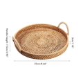 thumbnail image 3 of Almacenamiento De Ratán Tejida A Mano Con Asa, Plato De Comida Para Pan, Cesta De Almacenamiento De Escritorio Redonda Lavable Eigraketly HA041647-01, 3 of 6