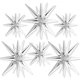 thumbnail image 1 of Globos de estrella, 6 piezas (27 y 22 pulgadas), globos de una pieza con 14 puntas, globos de aluminio con forma de estrella plateada, globos grandes, globos de aluminio para decoración de bodas y cum, 1 of 5
