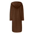 thumbnail image 4 of Women's Winter Plus Size Trench Coat Long Sleeve Plush Coat Color: Coffee Size: XXL, 4 of 5