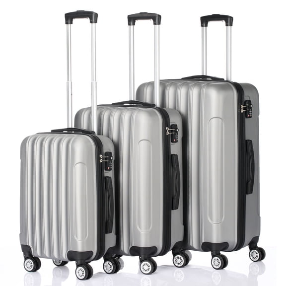 Tcbosik Multifunctional Luggage Sets, Traveling Suitcase with Spinner Wheels, Expandable Checked Carry-on Luggage, 20/24/28inch (Silver, 3 Piece Set)