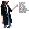 thumbnail image 7 of comerut Women Winter Coat Fleece Lapel Long Sleeves Mid Length Cardigan Warm Solid Color Casual Elegant Autumn Coat Female Clothing, 7 of 7