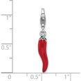 thumbnail image 4 of Sterling Silver Amore La Vita Rhodium-Plated Red Enameled Pepper Charm (37 X 4) Made In China qcc355, 4 of 5