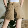 thumbnail image 6 of Sngxgn High Waisted Shorts for Women Trendy, Casual Elastic Waist Cargo Shorts with Pockets(Khaki,L), 6 of 7