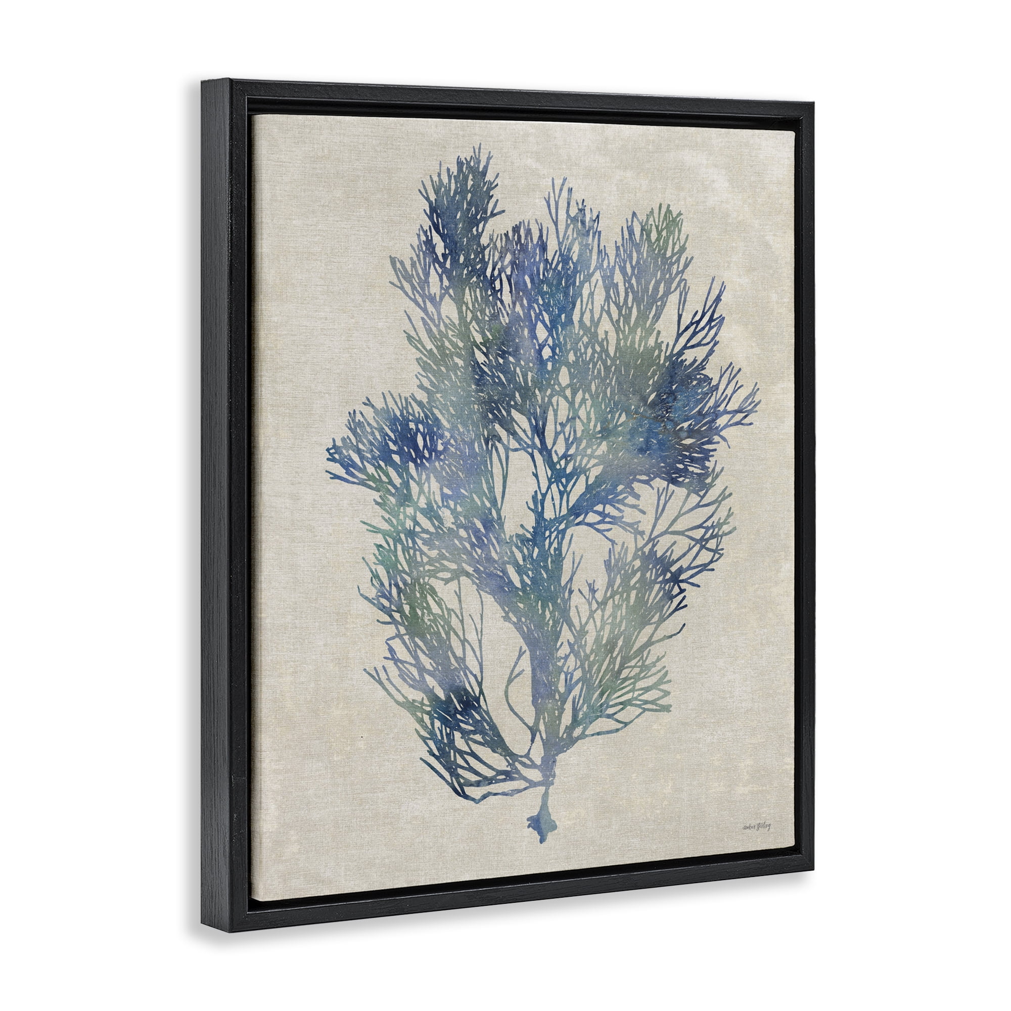 Stupell Industries Misty Blue Coral Study Black Framed Floater Canvas Wall Art, design by Amber Sterling